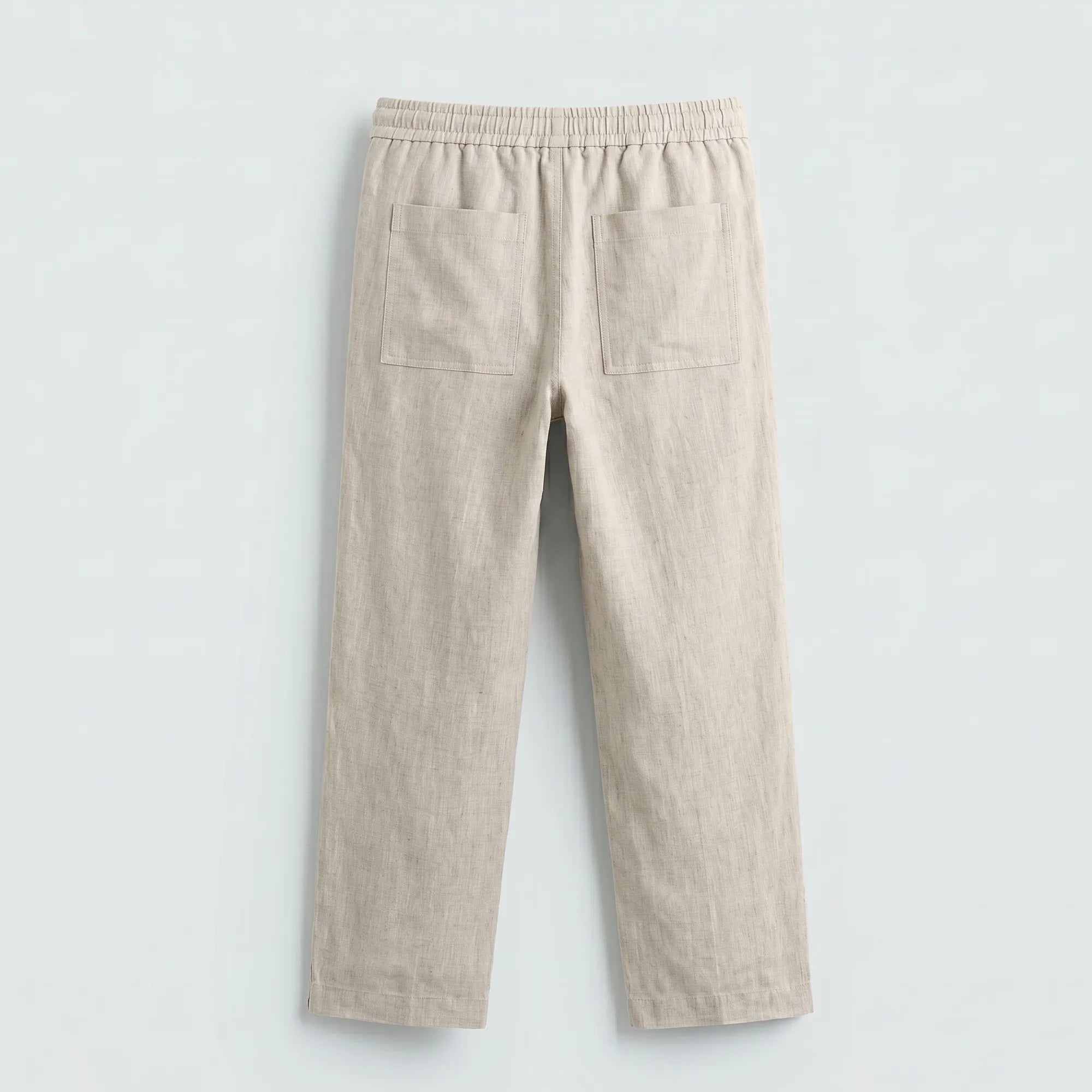 Vue arrière pantalon lin beige sable sartorial homme — Rivenza