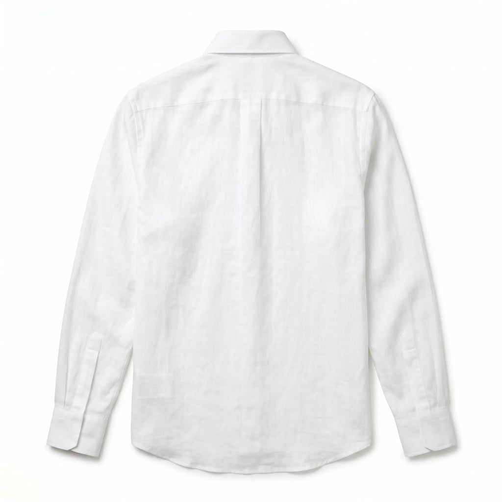 Chemise en lin blanc non transparent coupe ajustée pour homme — Rivenza