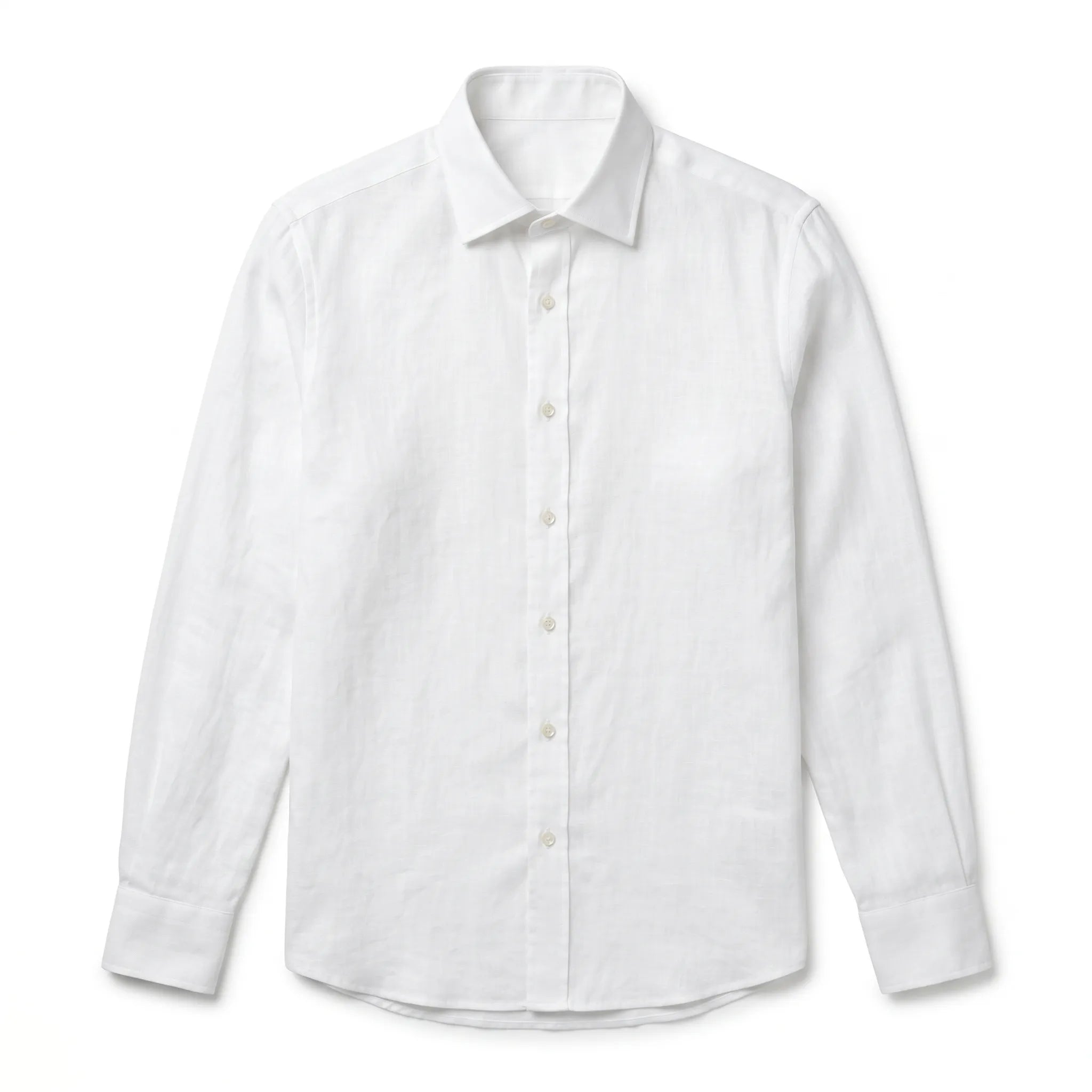Chemise en lin blanc non transparent coupe ajustée pour homme — Rivenza