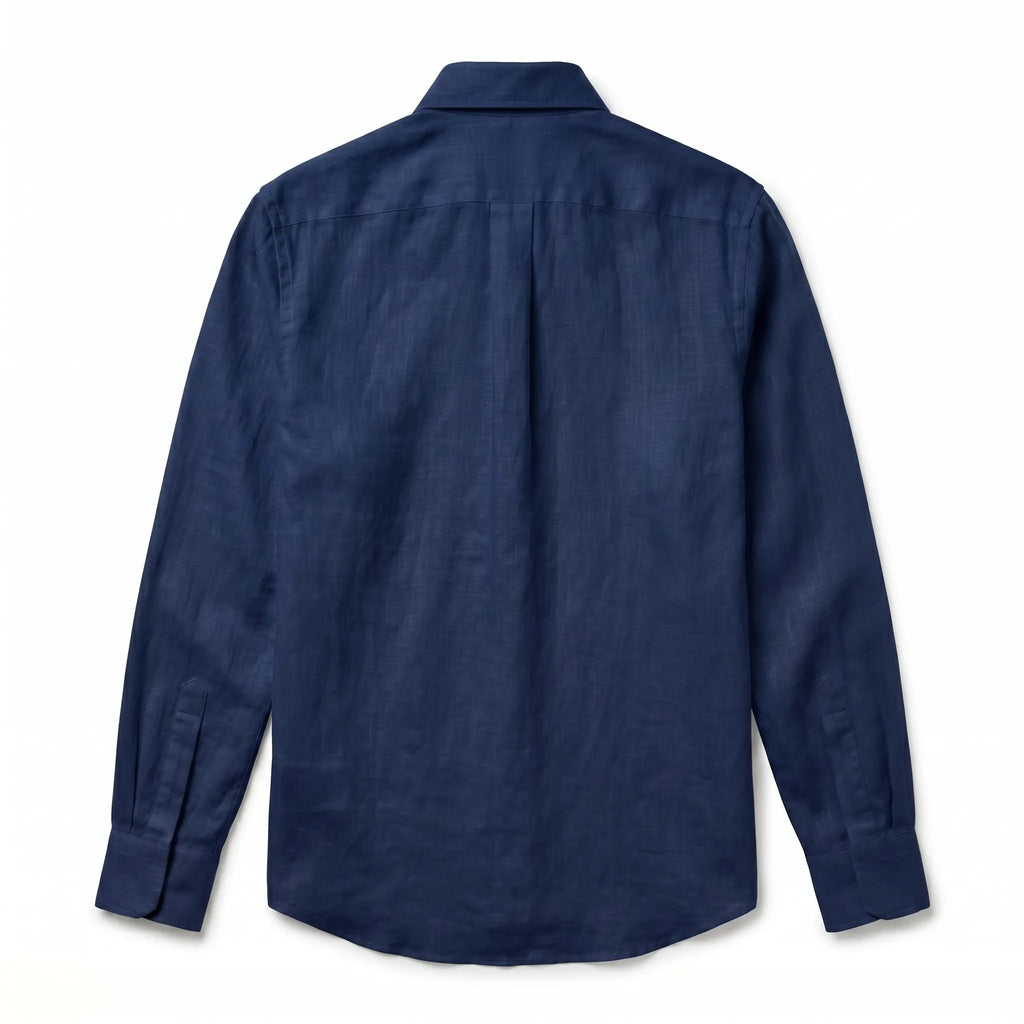 Chemise en lin bleu marine premium pour homme — La Mykonos Rivenza