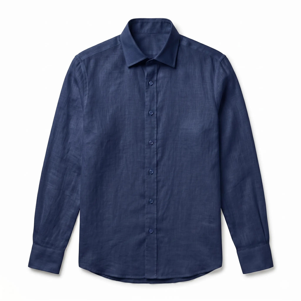 Chemise en lin blanc non transparent coupe ajustée pour homme — Rivenza