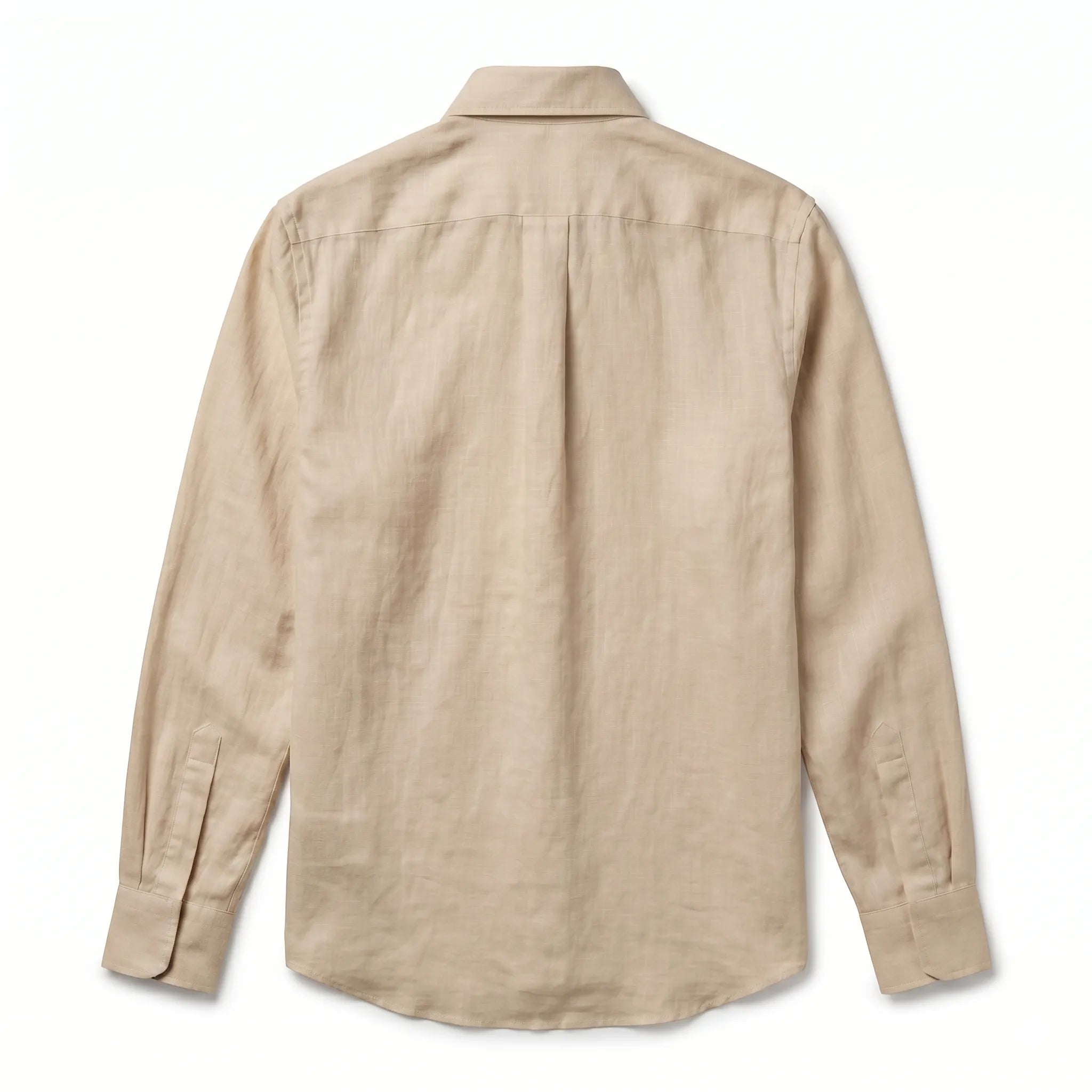 Dos chemise homme en lin haute densité beige sable — Rivenza