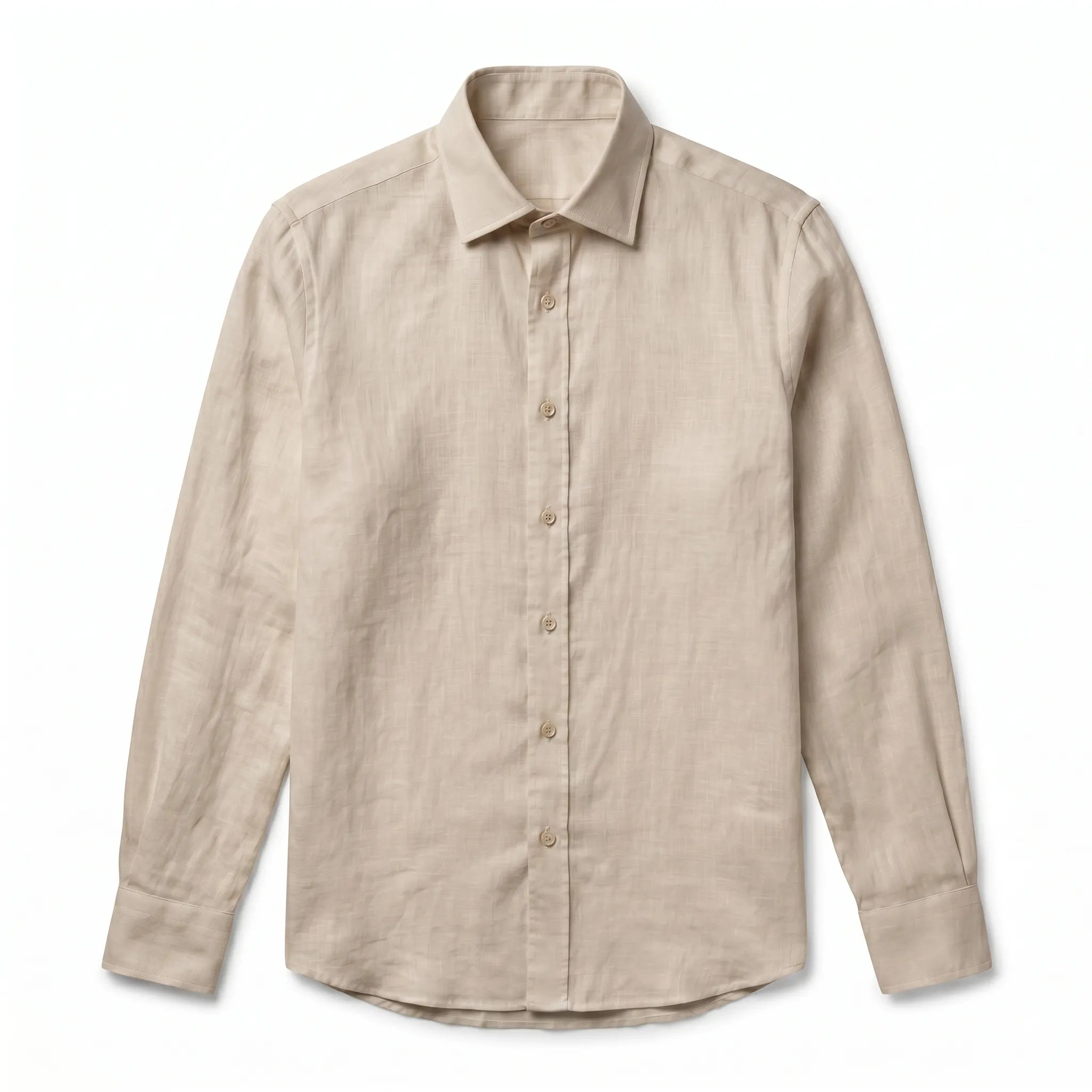 Chemise en lin lourd opaque couleur sable pour homme — La Mykonos Rivenza