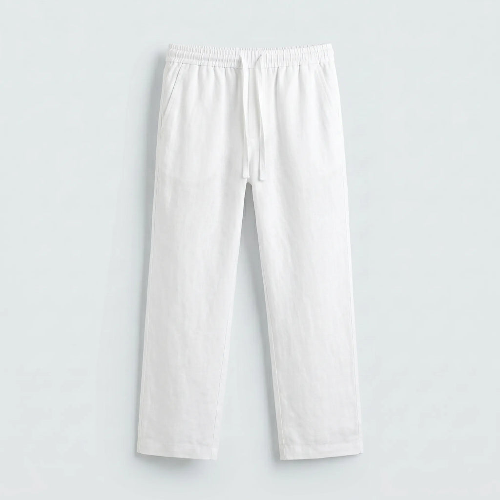 Pantalon en lin blanc 100% opaque pour homme — Le Portofino Rivenza