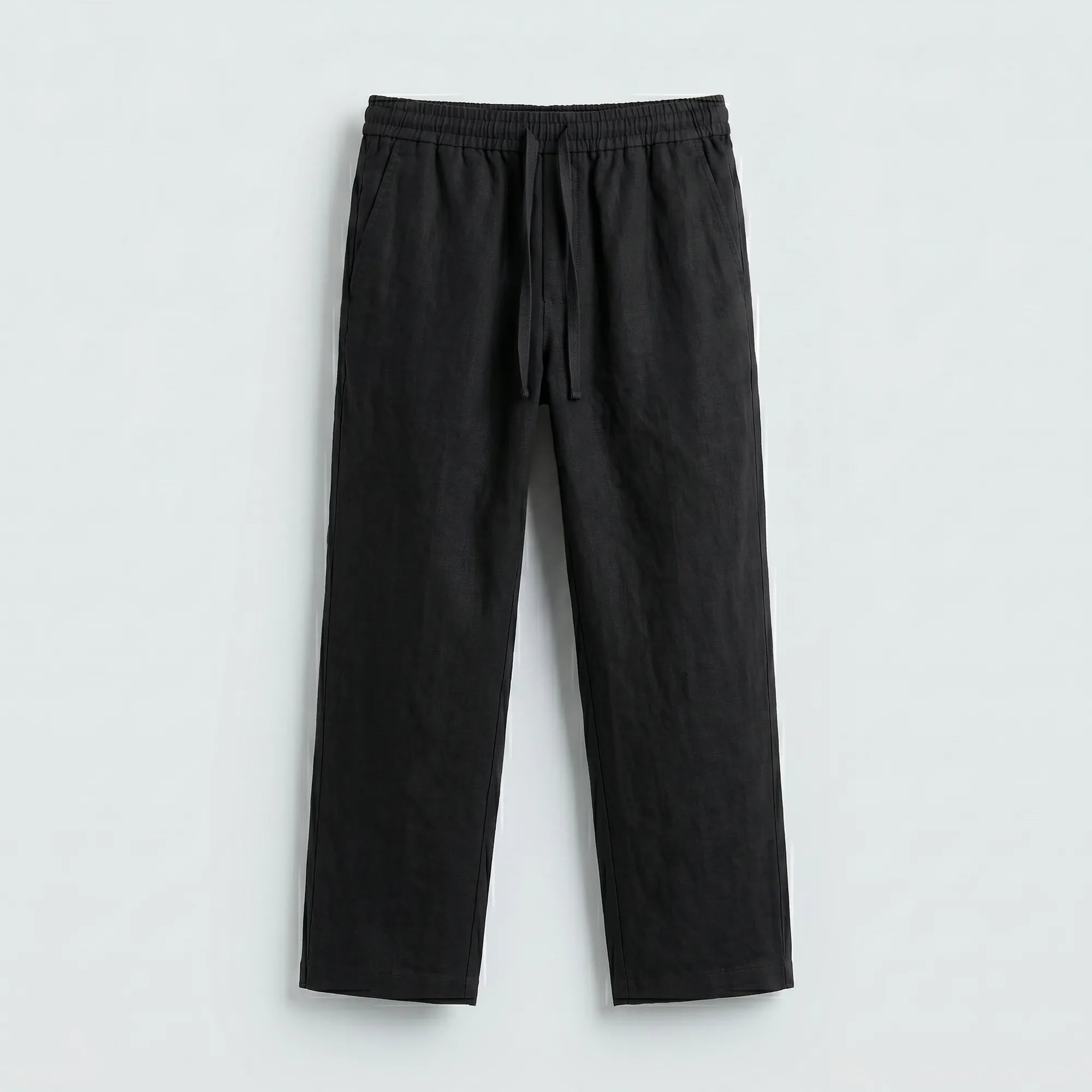 Pantalon en lin noir homme coupe ajustée et élégante — Le Portofino Rivenza