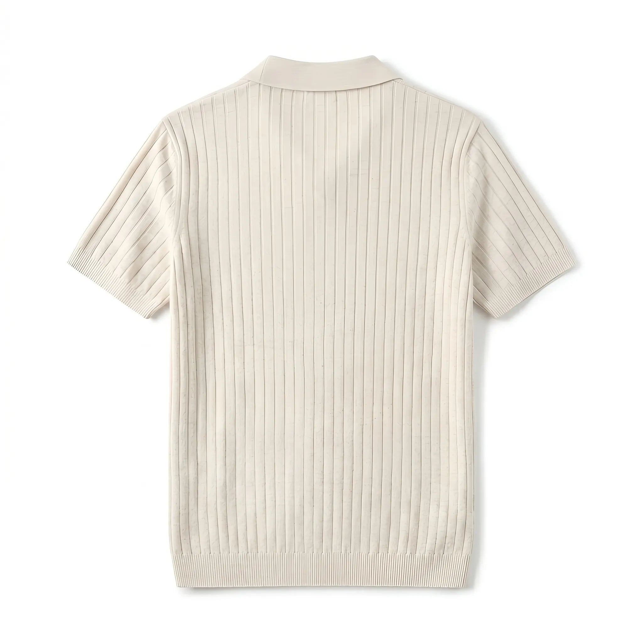 Dos du polo col rétro beige maille jacquard homme — Rivenza
