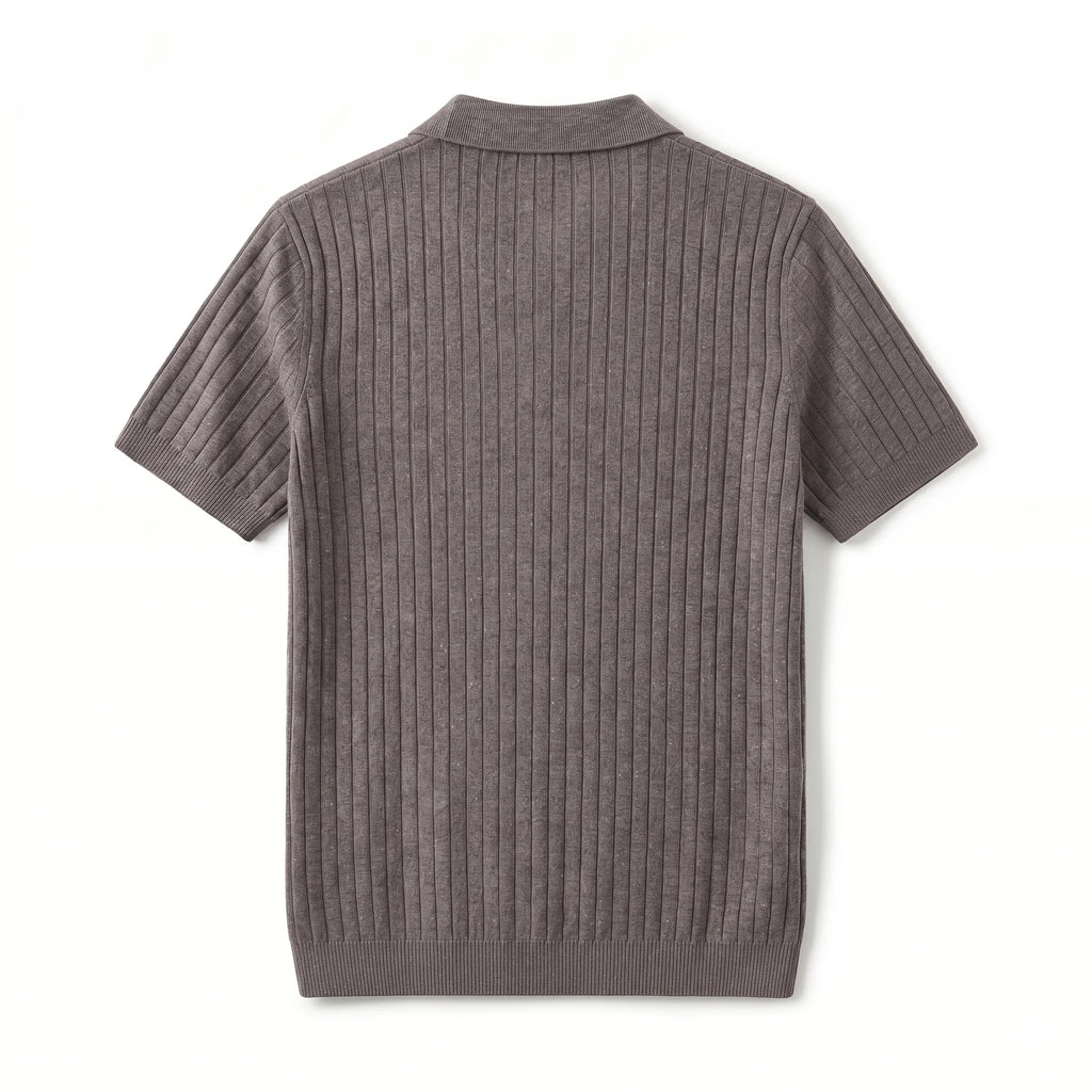 Dos du polo tricot gris lune pour homme — Rivenza