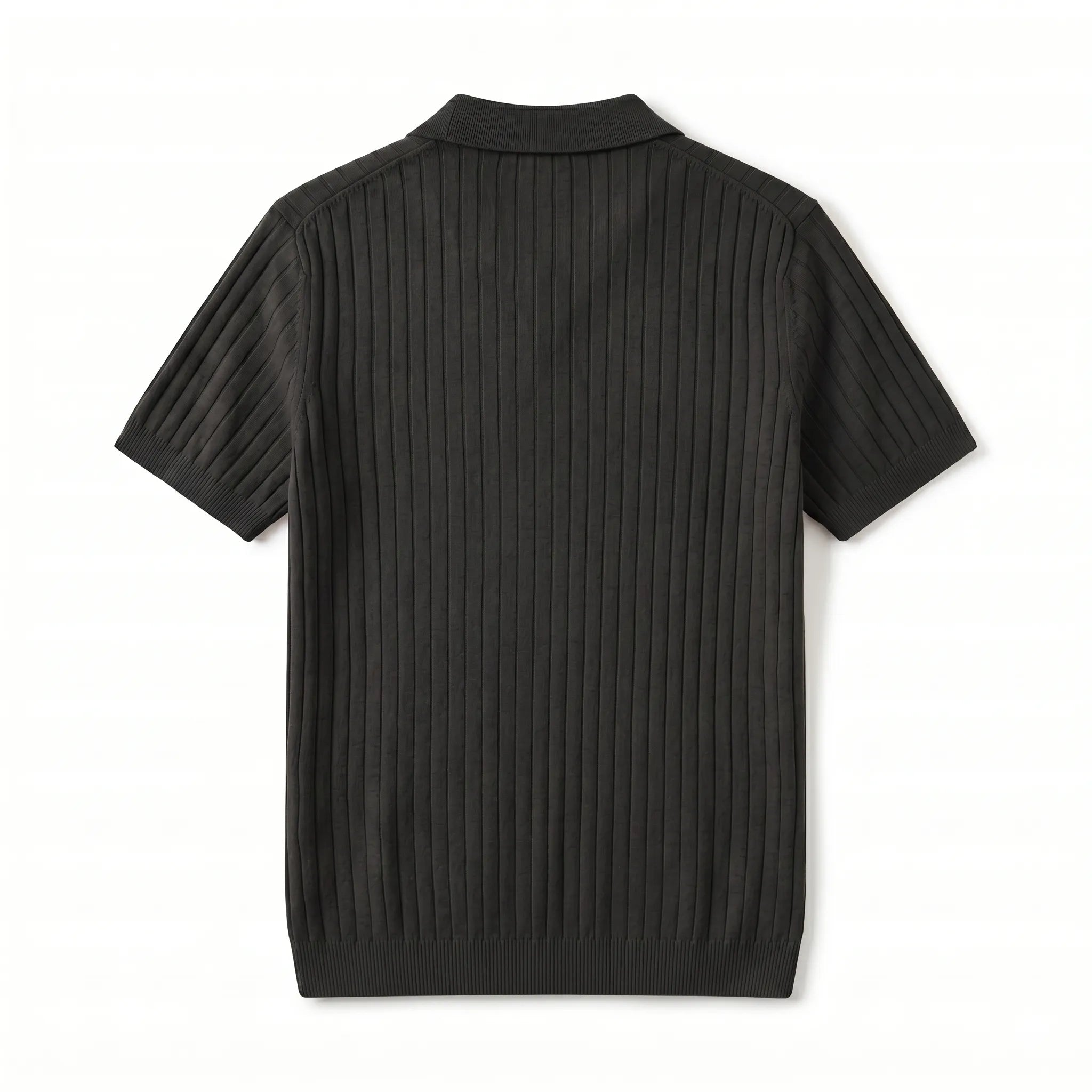 Dos du polo homme maille texturée noire — Rivenza