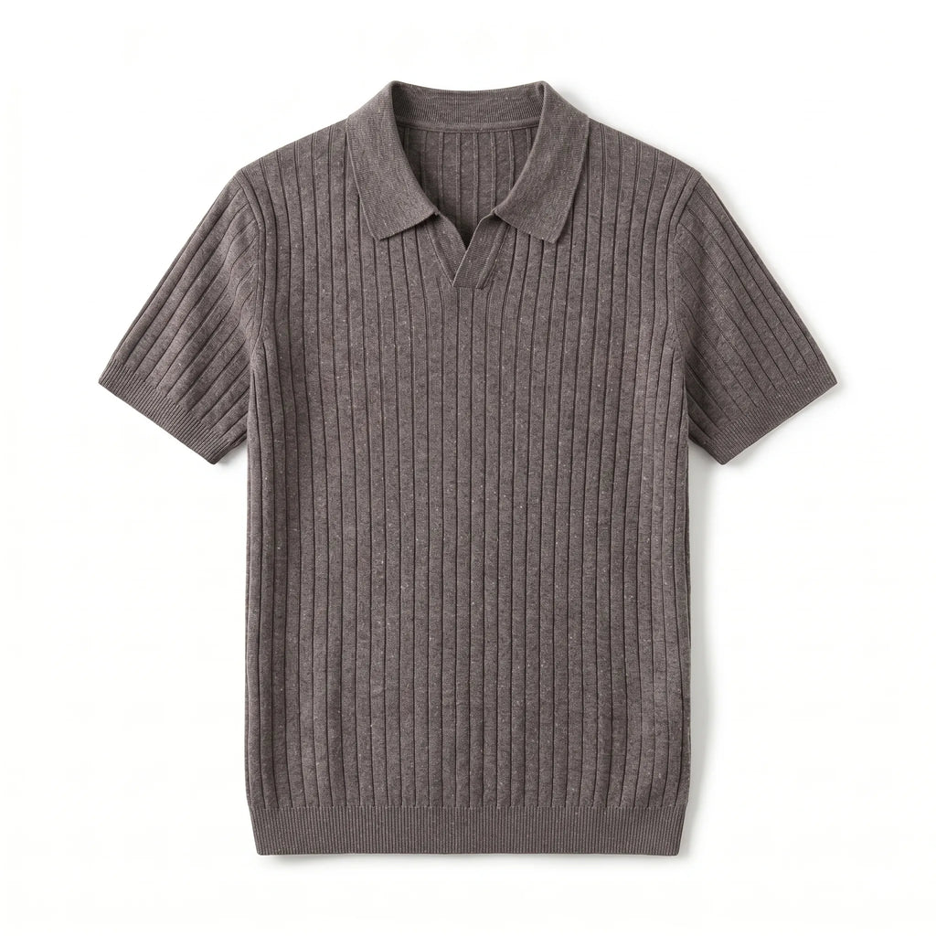 Polo gris clair homme en maille premium — Rivenza