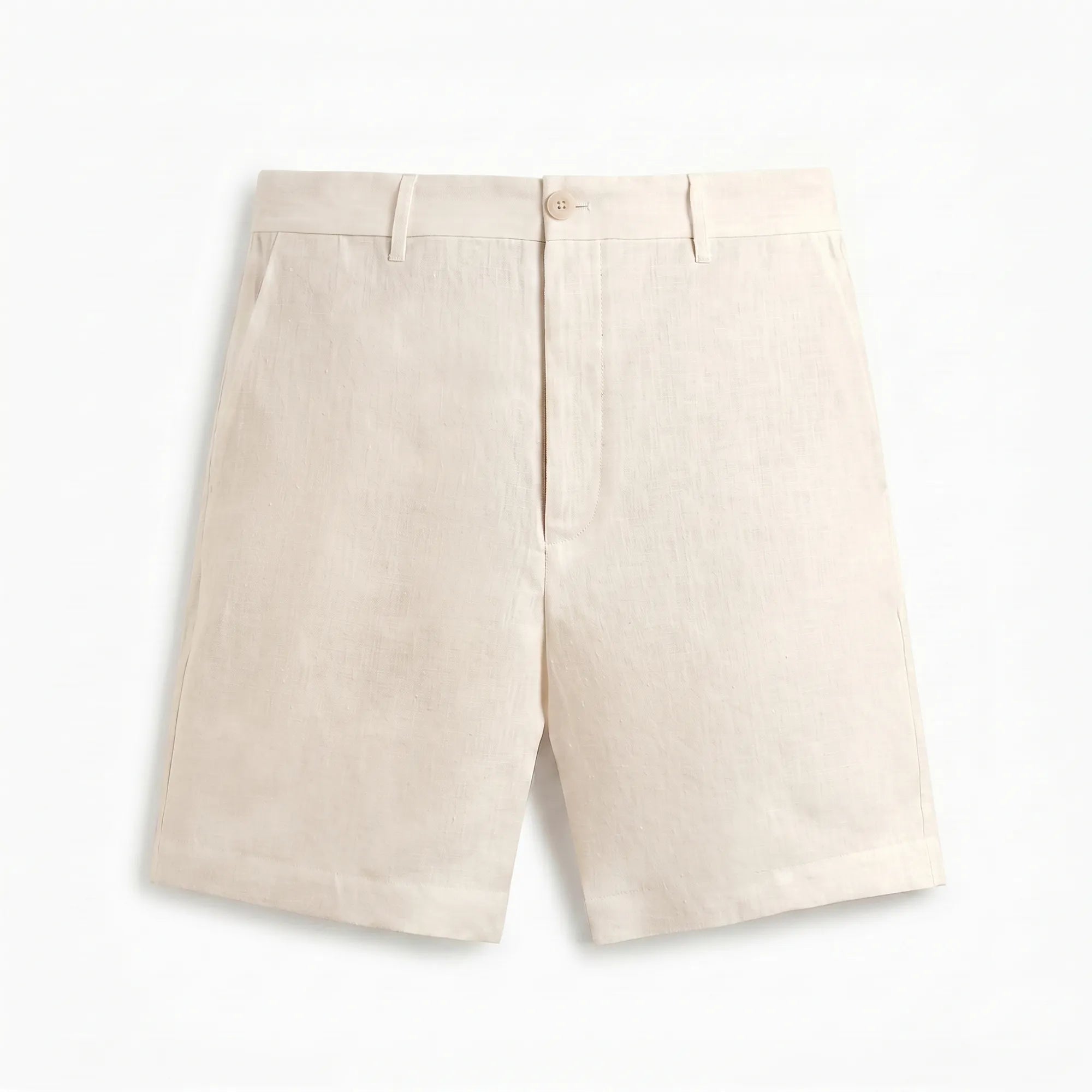 Short en lin beige sable homme coupe tailored chic — Rivenza