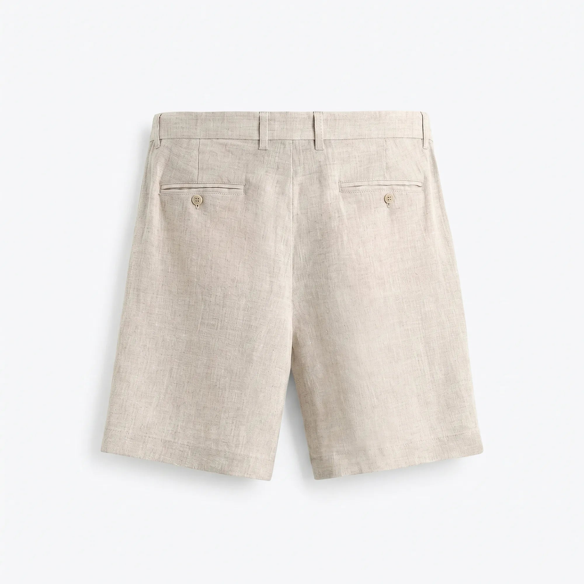 Vue arrière du short en lin lourd beige pour homme — Rivenza