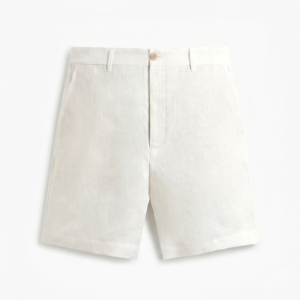 Short en lin blanc homme coupe sartoriale haut de gamme — Rivenza