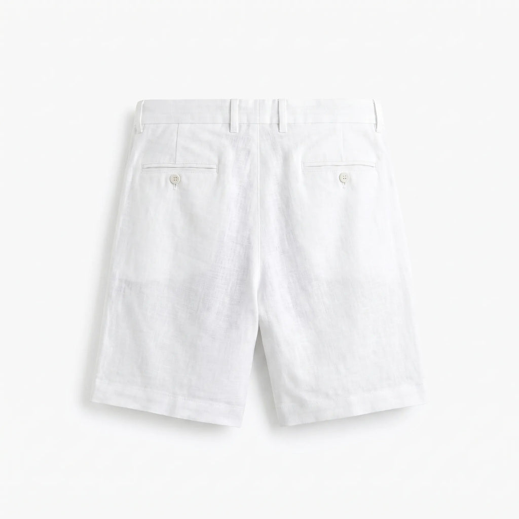 Dos du short en lin blanc 100% opaque pour homme — Rivenza