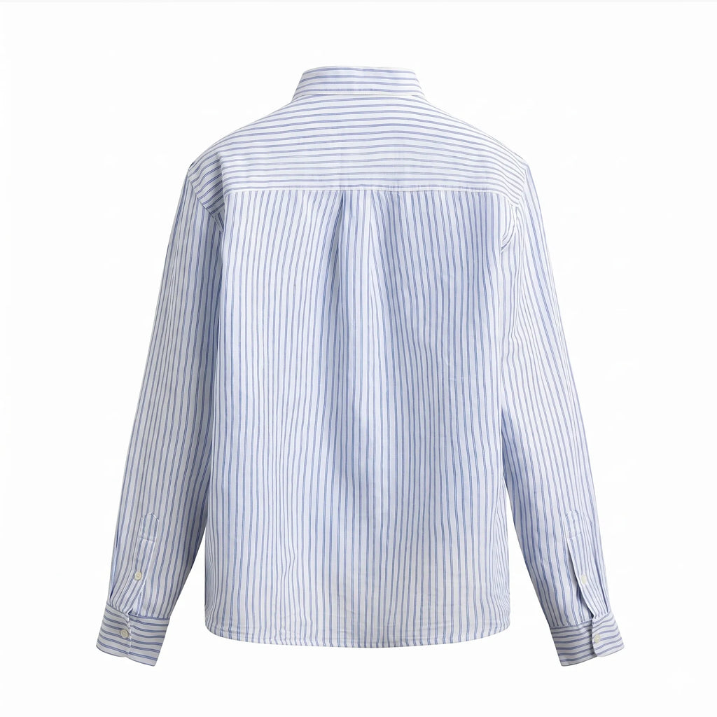 Dos chemise en lin rayée bleu et blanc pour homme — Rivenza